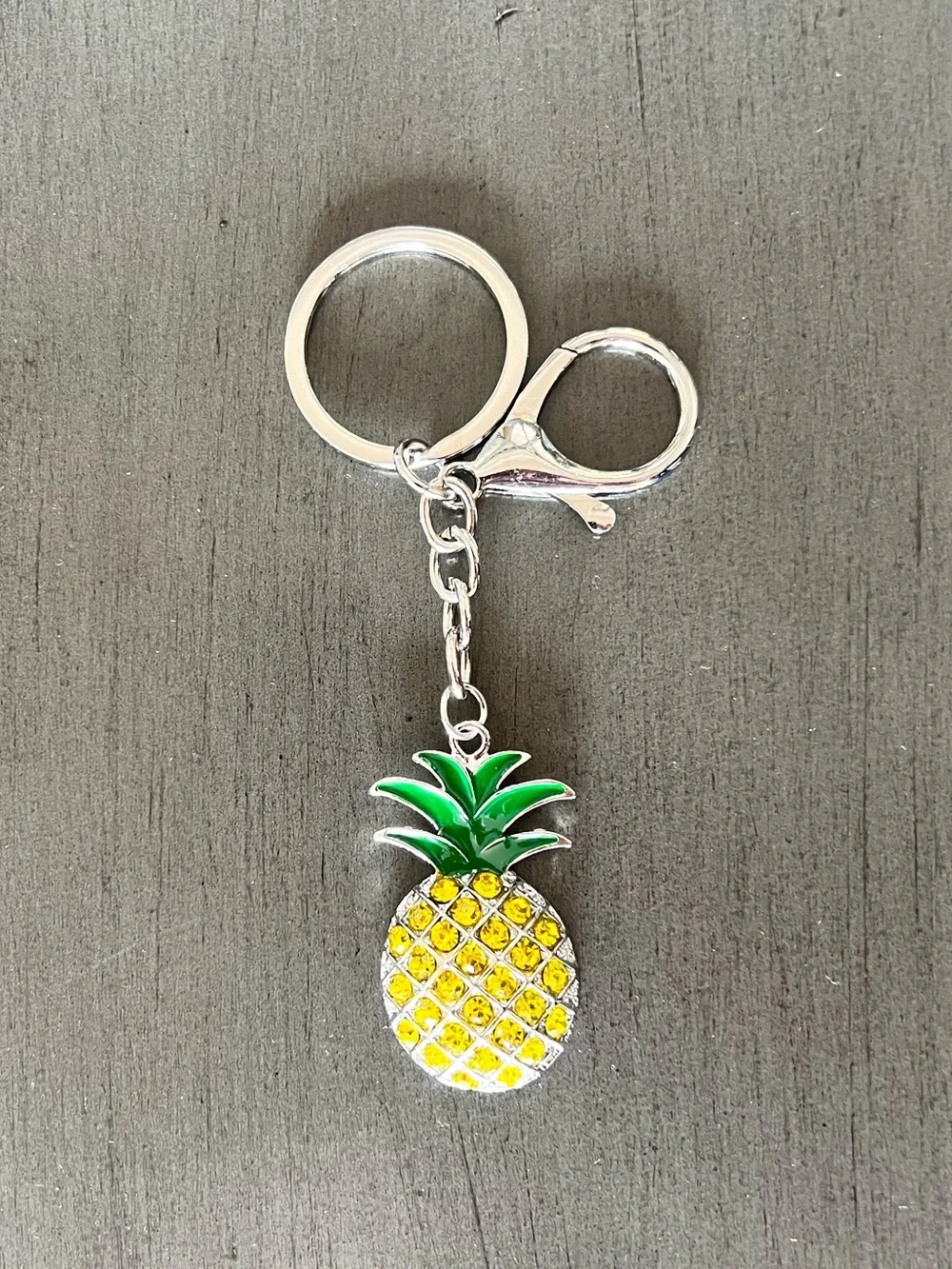 Yellow Pineapple Allover Rhinestone Green Enamel 4